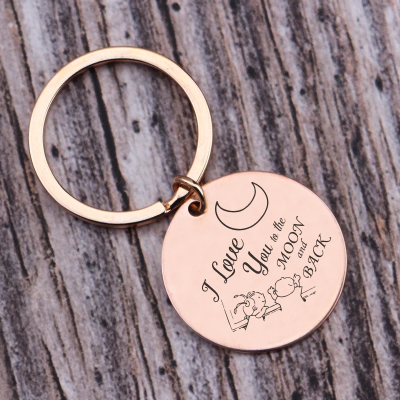 Круглые брелки с рисунками из мультфильмов в новом дизайне гравировкой I Love You To The