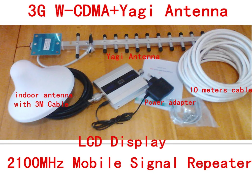 Полный набор 3g усилитель сигнала ЖК дисплей + 18dbi yagi! Мобильный wcdma 2100 МГц