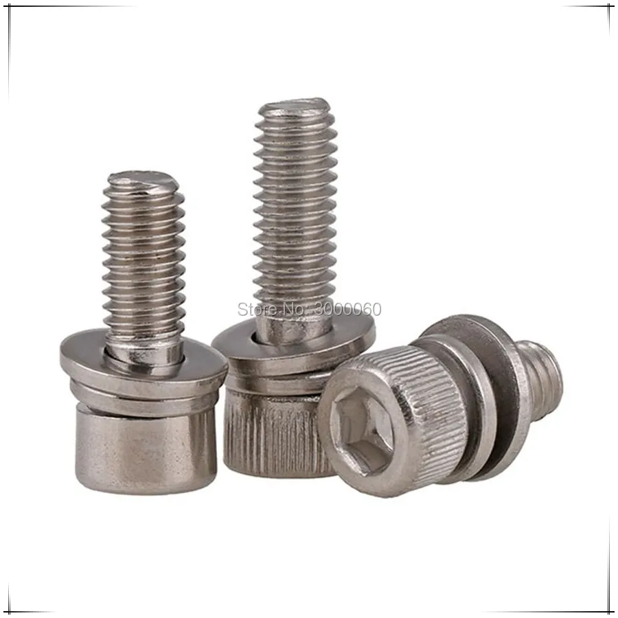 M2.5 M3 Stainless Steel 304 Socket Head Cap Sem Screw With Spring Flat Washers Assembed 500pcs/lot | Обустройство дома