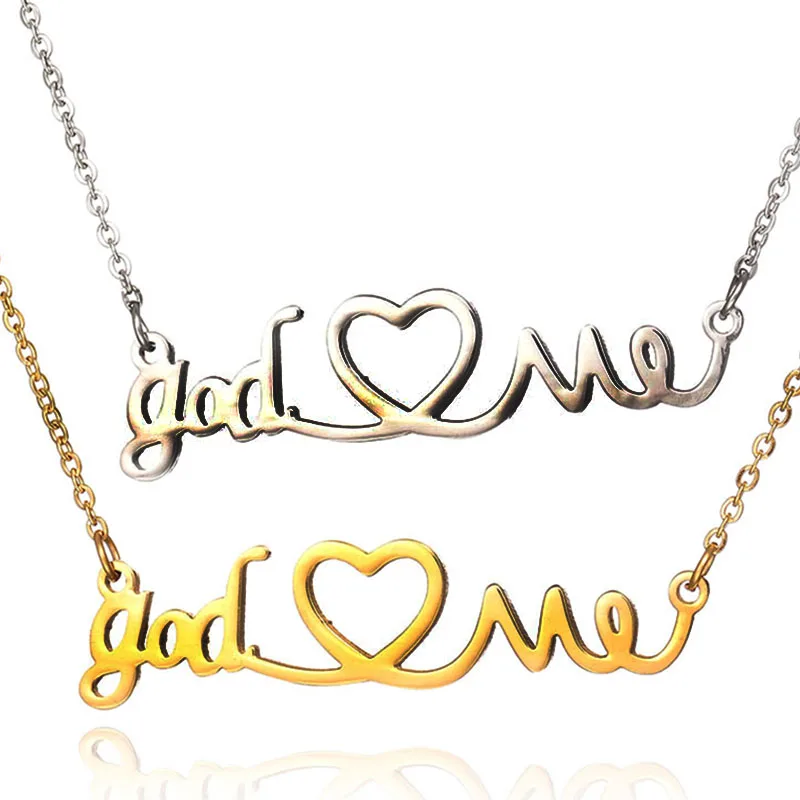 Женское Ожерелье с монограммой Uzone God Love Me золотое ожерелье из нержавеющей стали