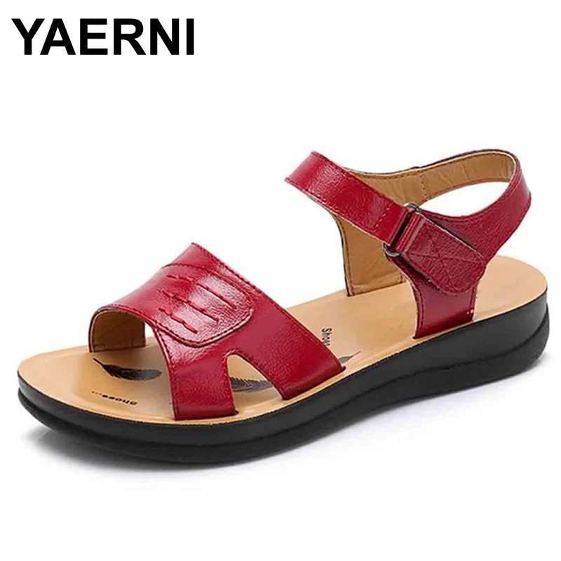 YAERNI/Обувь для мам с пряжкой Летние женские сандалии на плоской подошве Удобная