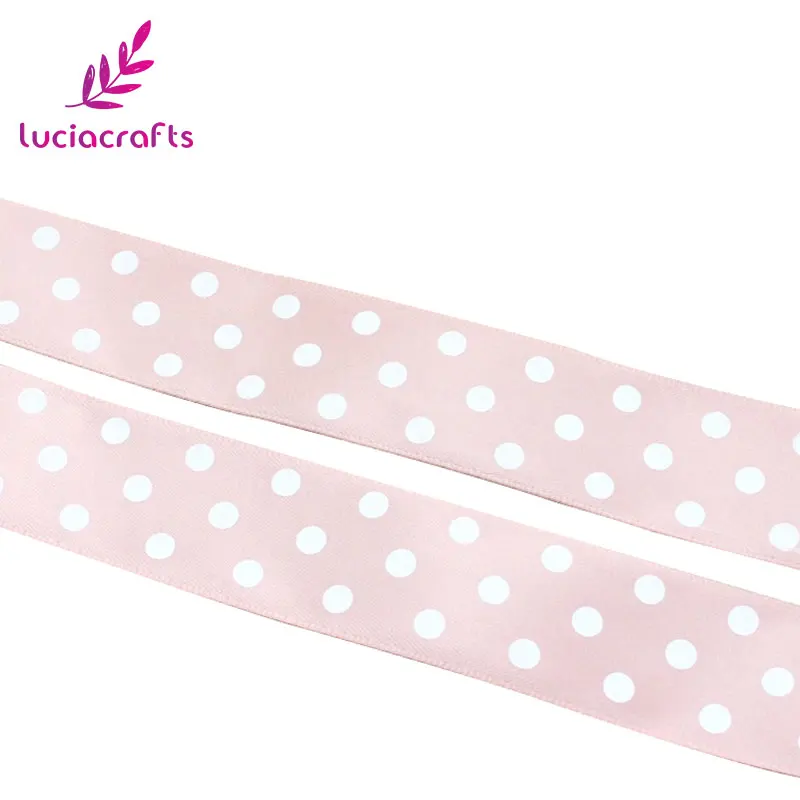 Dark pink Lucia crafts 1 ''25 мм точечный узор печатная Рождественская атласная лента DIY шитье и бант для волос украшения ремесла 5 ярдов/партия T0205 - Цвет: Dark pink