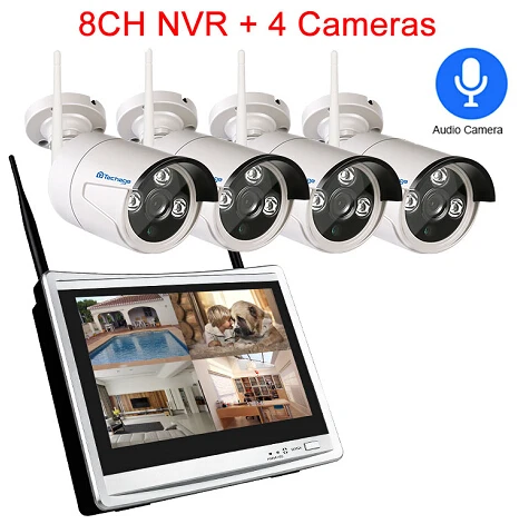Techage 8CH 1080P Беспроводной NVR комплект WiFi CCTV система 1" ЖК монитор экран 2MP уличная инфракрасная камера видеонаблюдения комплект видеонаблюдения - Цвет: 8CH NVR 4 Cameras