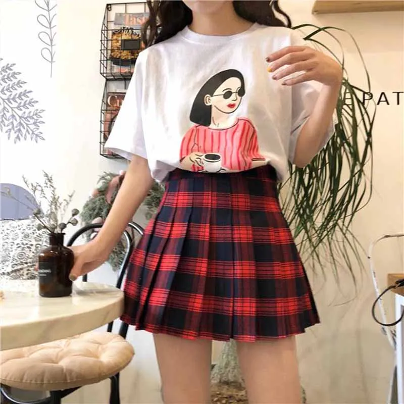 2018 Новый Для женщин летние Мини юбки Harajuku Винтаж модные Высокая талия