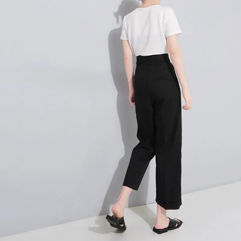 Johnture Ankle-length Solid Color 2022 New High Waist Button Pencil Pants Summer Pockets Flat Fashion Loose Women | Женская одежда