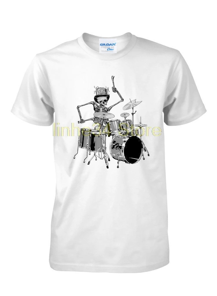Новая мужская футболка с короткими рукавами хлопковые футболки Skeli Drummer skeleton bone