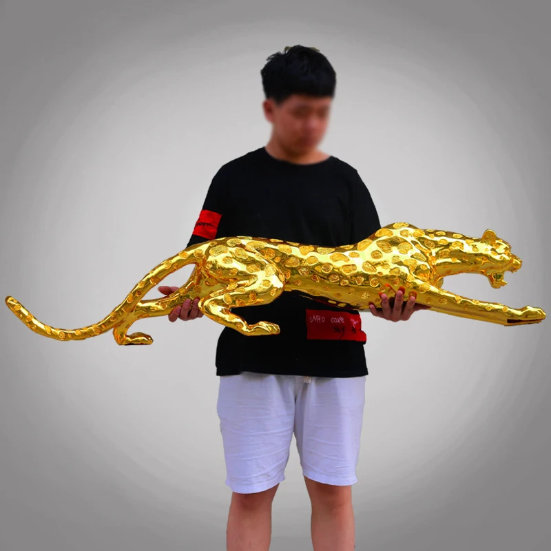 Abstract Modern Gold Panther Sculpture Geometric Resin Leopard Statue Wildlife Decor Gift Craft Ornament Accessories Furnishing | Дом и сад