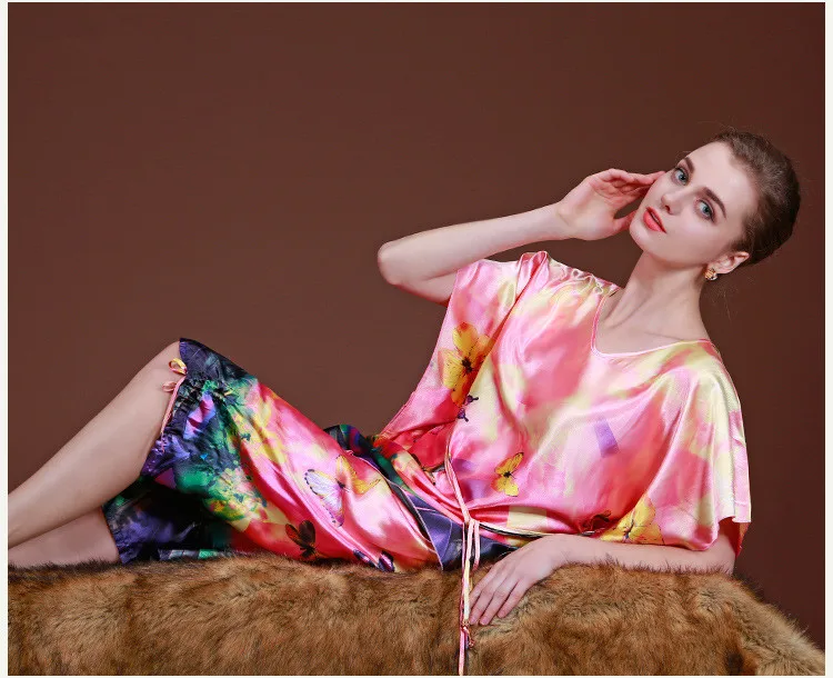 Лидер продаж Модные женские пижамы с цветочным принтом коллекция 2017 года сезон