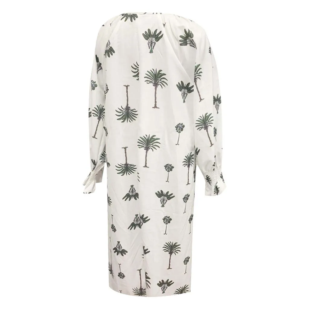 Винтажное платье макси с длинным рукавом и V образным вырезом|Женские платья| |