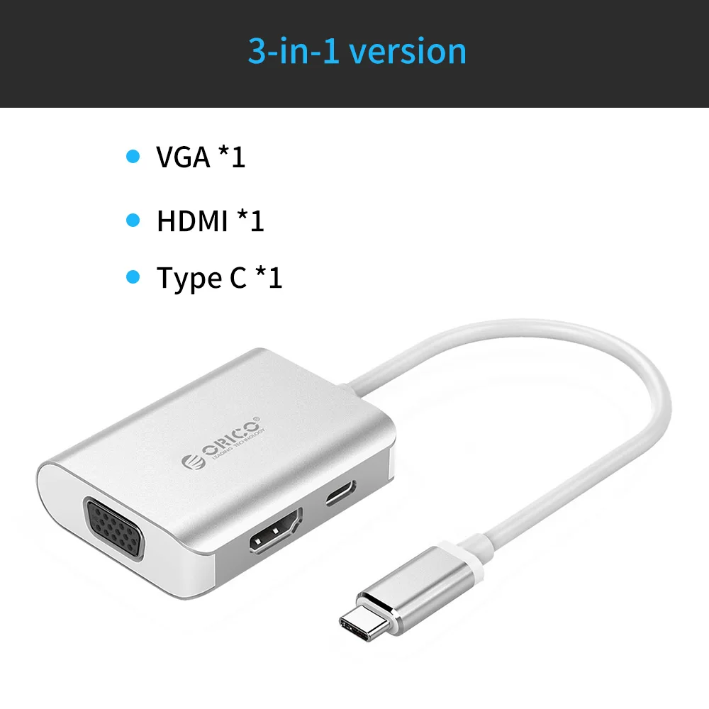 ORICO USB C концентратор type C-HDMI RJ45 VGA для MacBook samsung HUAWEI type C USB 3,0 концентратор 15 см usb-хаб