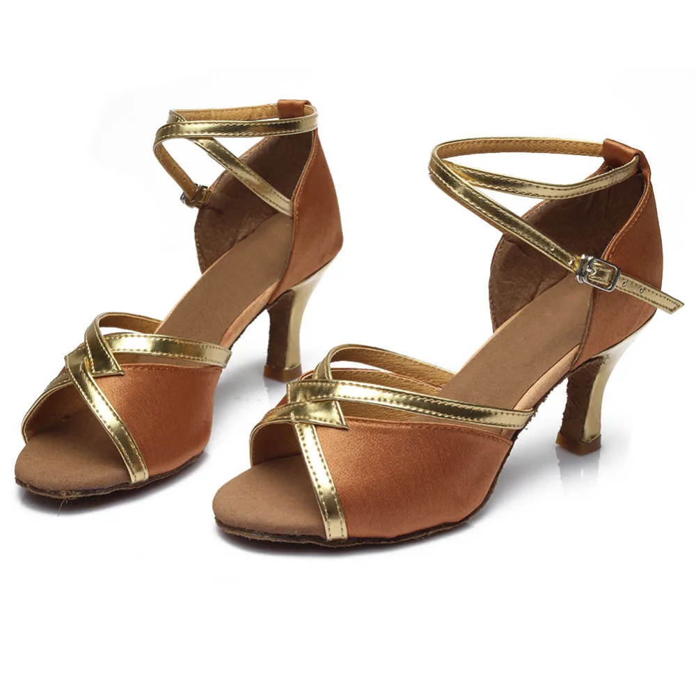 Новый бренд атлас/из искусственной кожи для девочек женские Танго Сальса танец