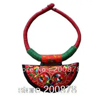 

TDC04 Miao tribal National Bohemia embroidery flower necklace, Big fan embroidered collar pendant necklace,mix order