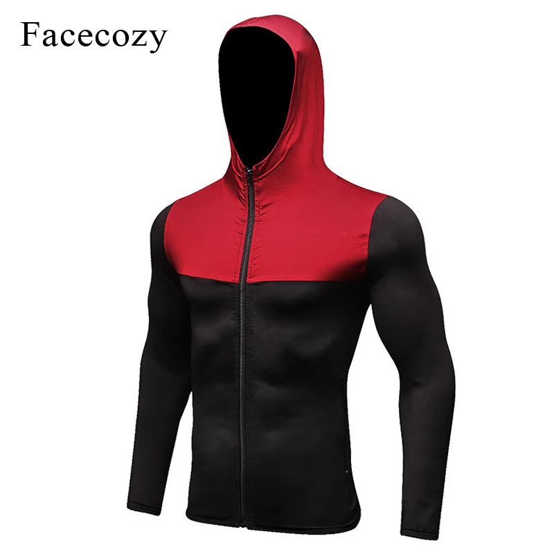 Facecozy мужская тренировочная куртка с капюшоном для бега на молнии в стиле пэчворк