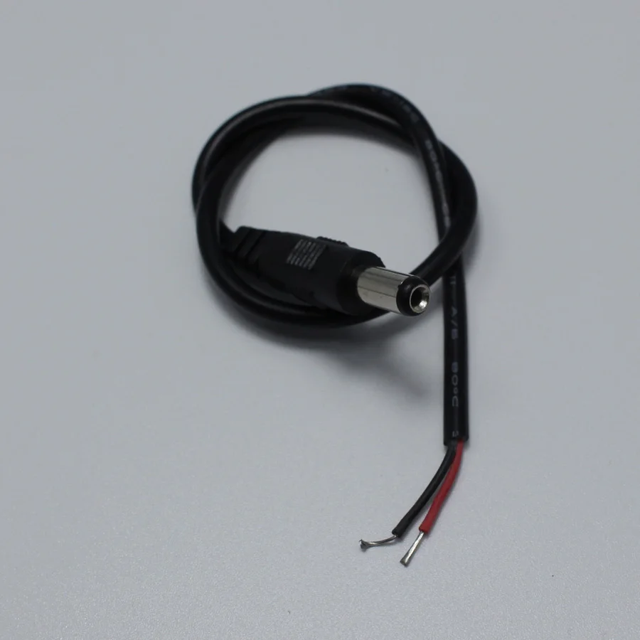 1шт. Штекер питания DC 5,5*2,1мм с кабелем 30см черного цвета для зарядки, разъемы 5,5x2,1мм для цифрового аудио.