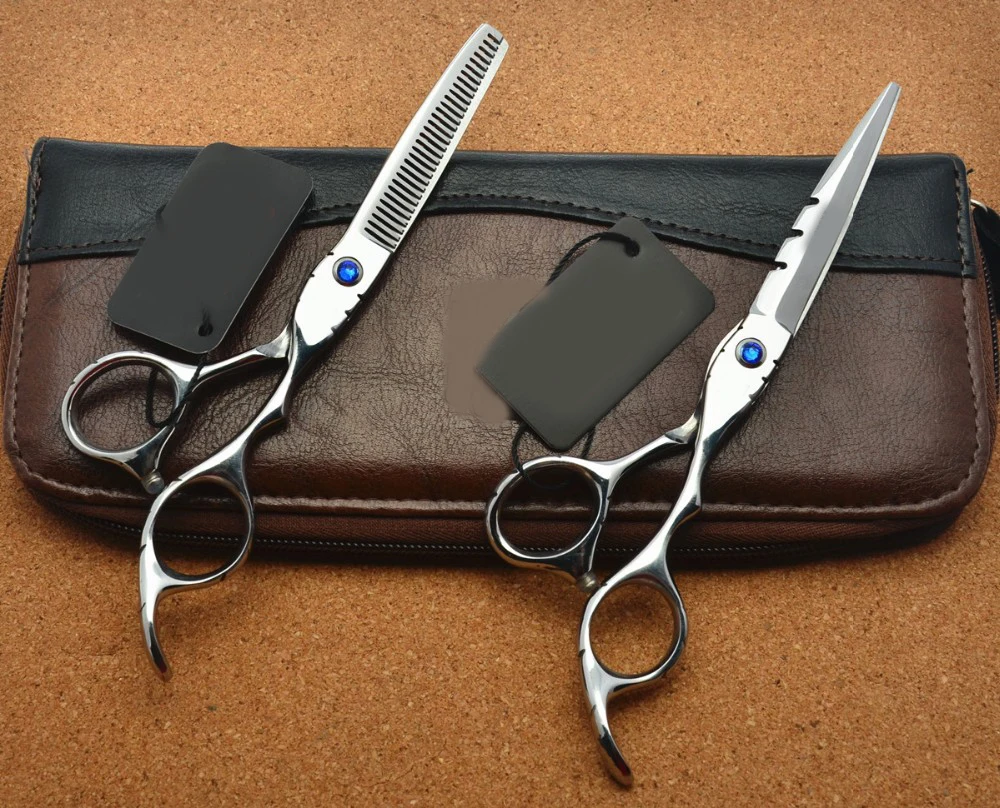 Профессиональные 6 &quotбрендовые синие драгоценные Парикмахерские ножницы JP 440C