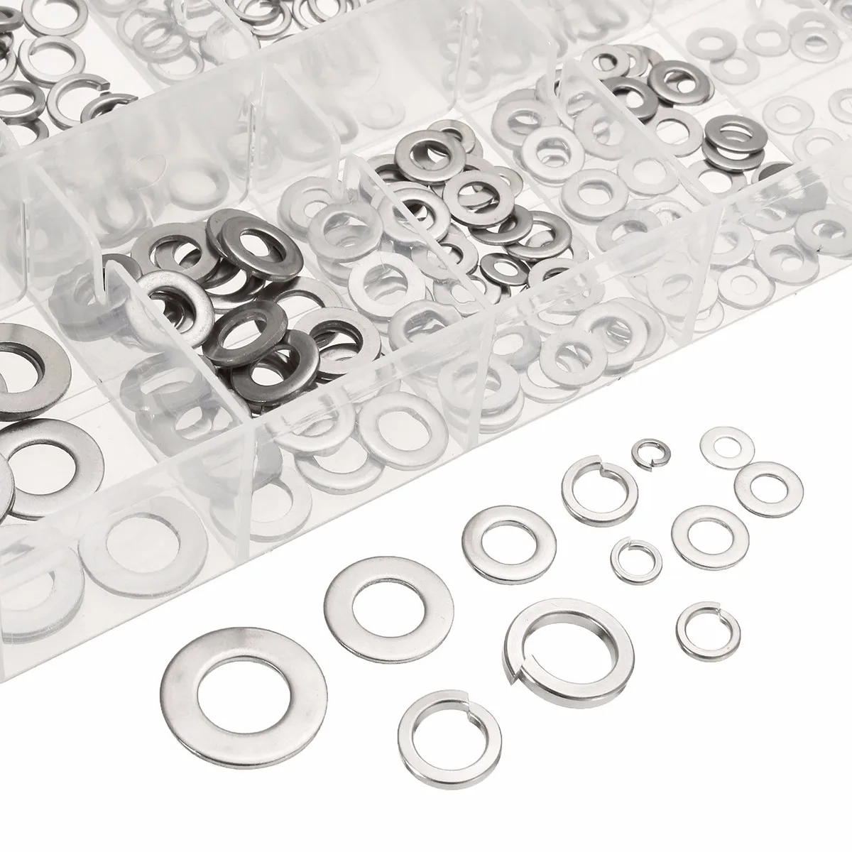 HQ 350Pcs Stainless Steel Flat Spring Washers Assortment Set Metal Lock Washer Abrasion Resistance Corrosion Prevention | Обустройство