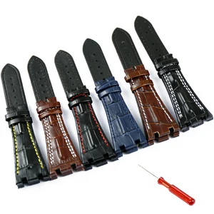 Ремешок кожаный для наручных часов, водонепроницаемый спортивный браслет для мужчин и женщин, для занятий спортом на открытом воздухе, 28 мм