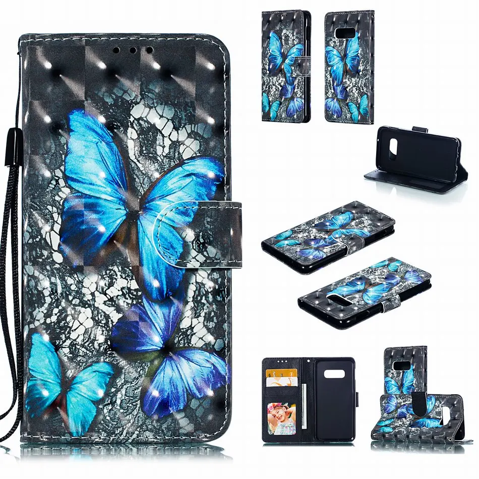 Капа отделение для карт, в которое можно Чехлы samsung A5 A6 A6S A8 A9 звезда S10E S10 S9 J6 плюс J4 Core J2 Pro J260 Note9 бабочки D02Z