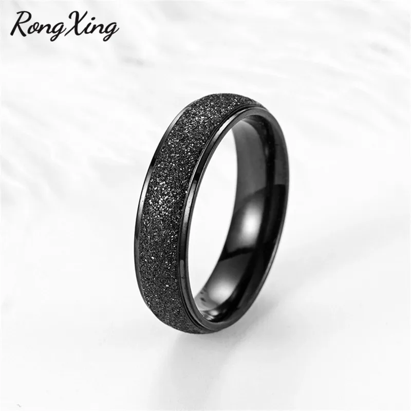 RongXing титановые стальные розовые золотые матовые кольца для женщин и мужчин