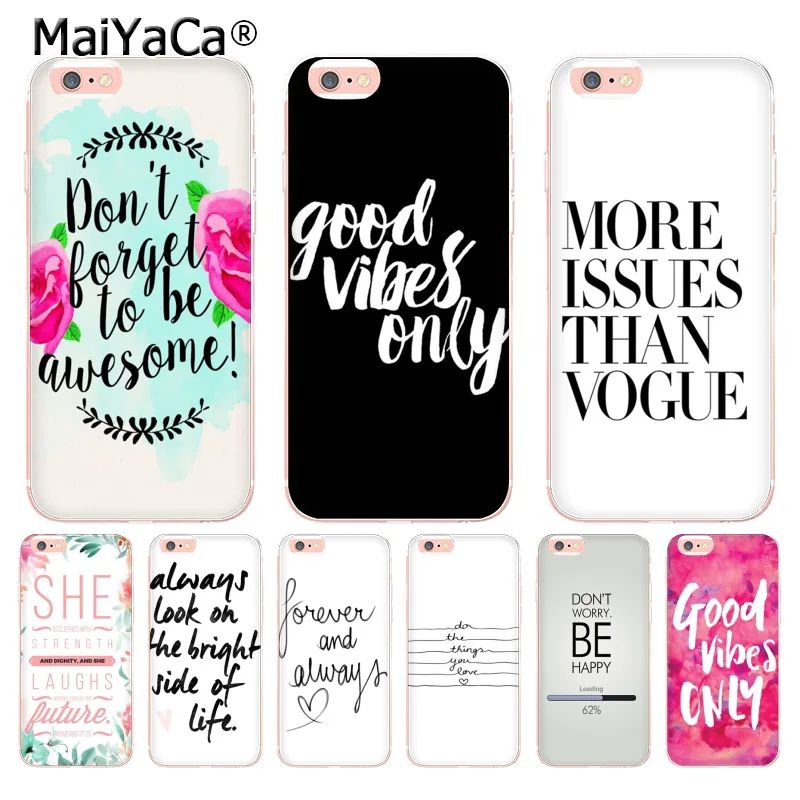 Чехол MaiYaCa для iphone 11 Pro 7 6 X SE надпись Good Vibes Only Love чехол телефона 8 6S Plus | Мобильные