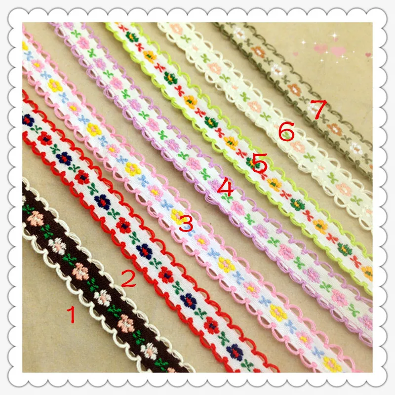 10Yard/Lot Ribbon Embroidery Bilateral Lace Trim 1.2CM Small Broken Flower DIY Manual Clothes Dress Art Materials Decorated - купить по