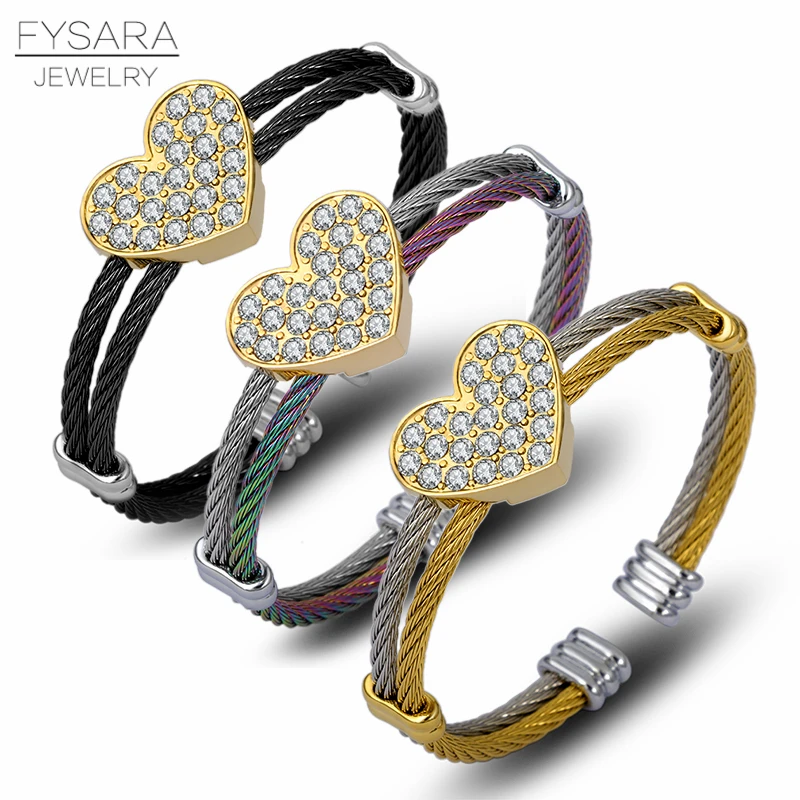 Браслеты FYSARA парные с кристаллами в форме сердца браслеты для женщин ювелирные