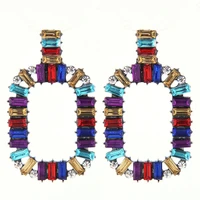 new earrings popular personality fashion jewelry concise female exaggerated alloy glass drill