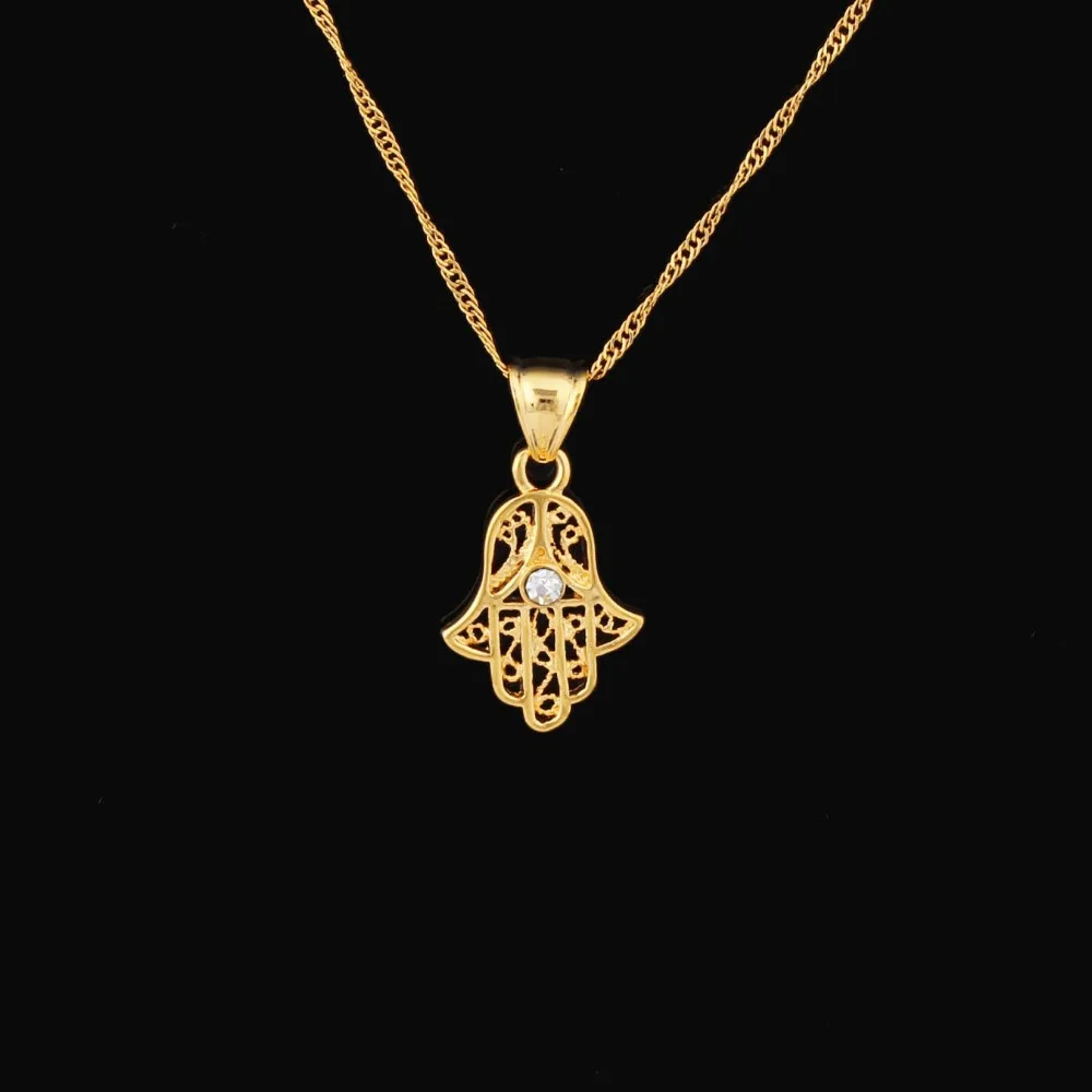Горячая продажа золотой цвет мусульманская Хамса рука Фатимы кулон и ожерелье