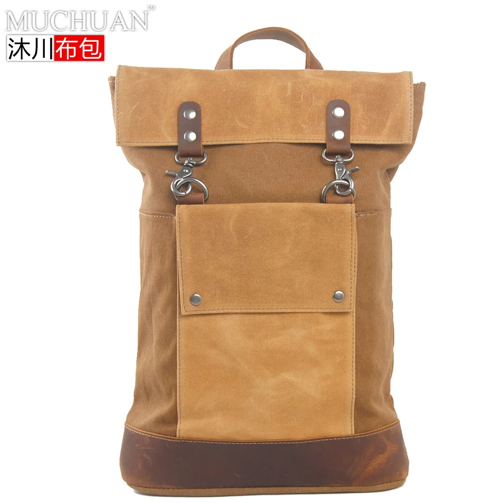 Muchuan 2003 # новый ретро холщовый рюкзак с замшевой кожаной камерой 15 дюймов Сумка