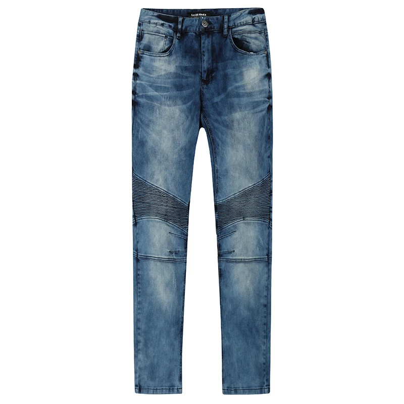 

2021 New Autumn Mens Fashion Denim Pants Patchwork Blue Brand Clothing For Man's Slim Moto Jeans Male Trousers 172050