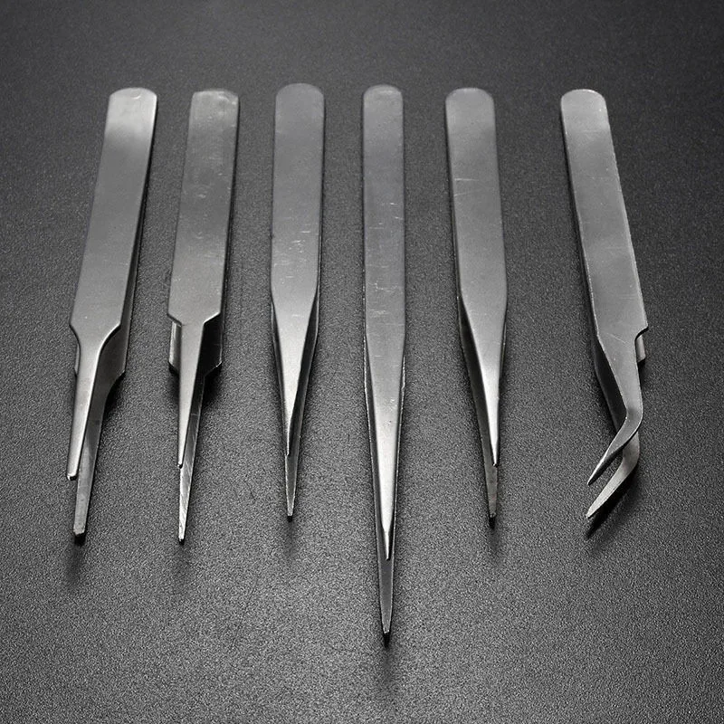 

6pcs/set Pro Anti-Static Stainless Steel Tweezers Set Maintenance Tools Hot
