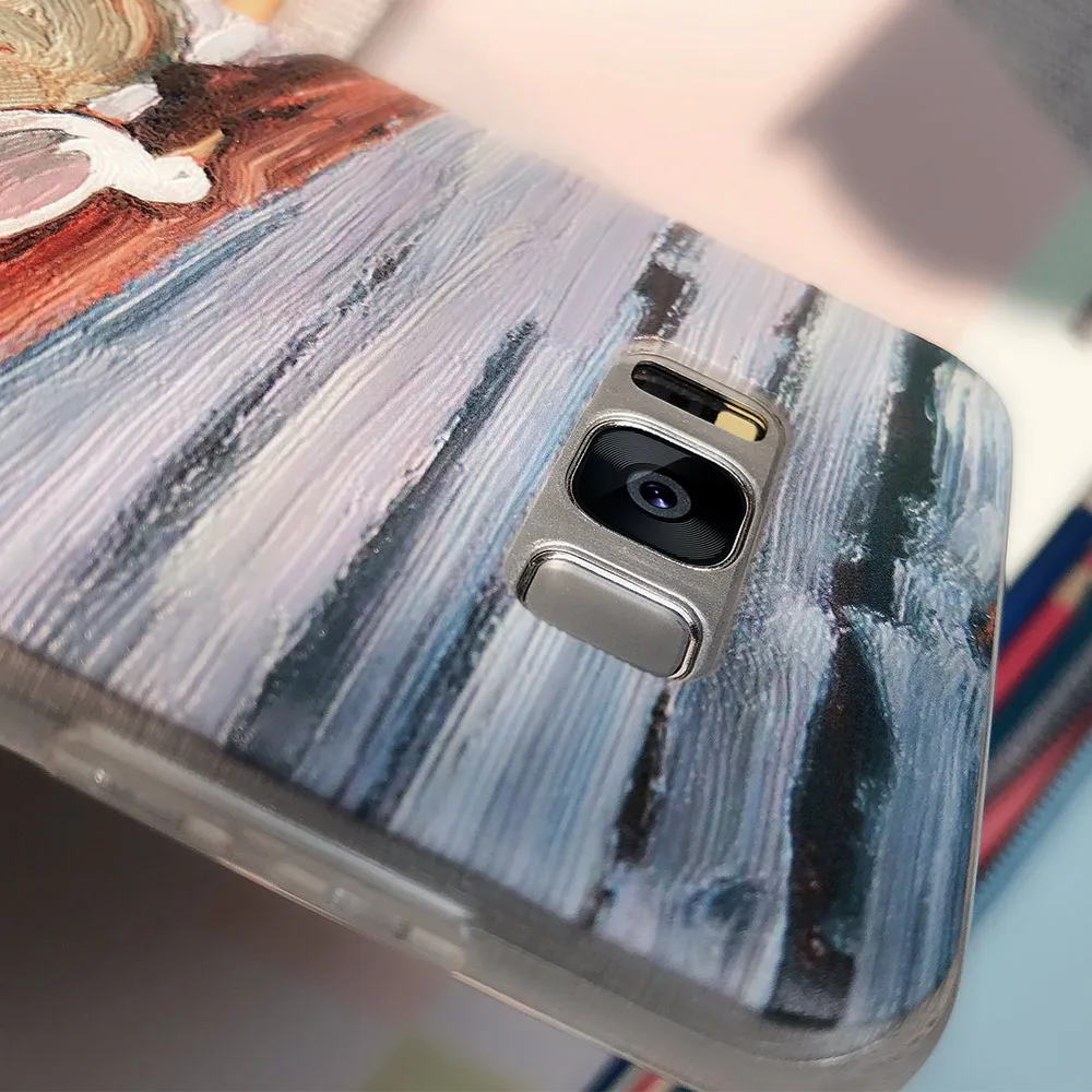 CASEIER Phone Case For Samsung Galaxy S7 S8 S9 S10 Oil Painting Embossed Cell Cases Funda Back Cover | Мобильные телефоны и