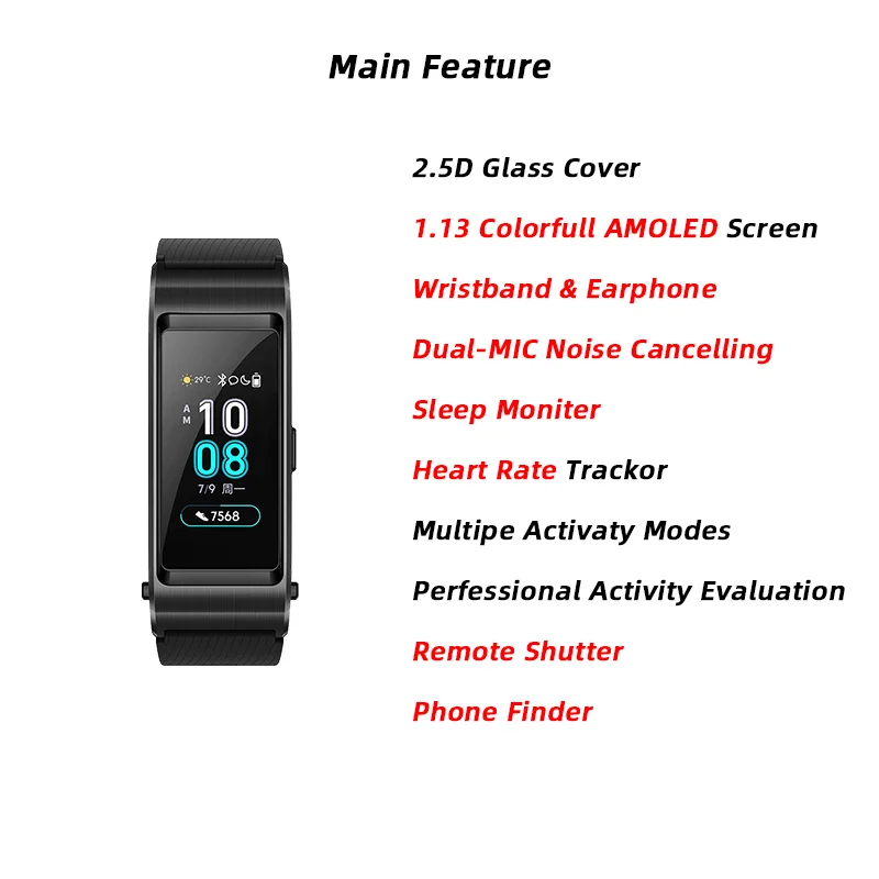 Оригинальный Huawei talkband B5 Talk Band Bluetooth браслет умный спортивный напульсники
