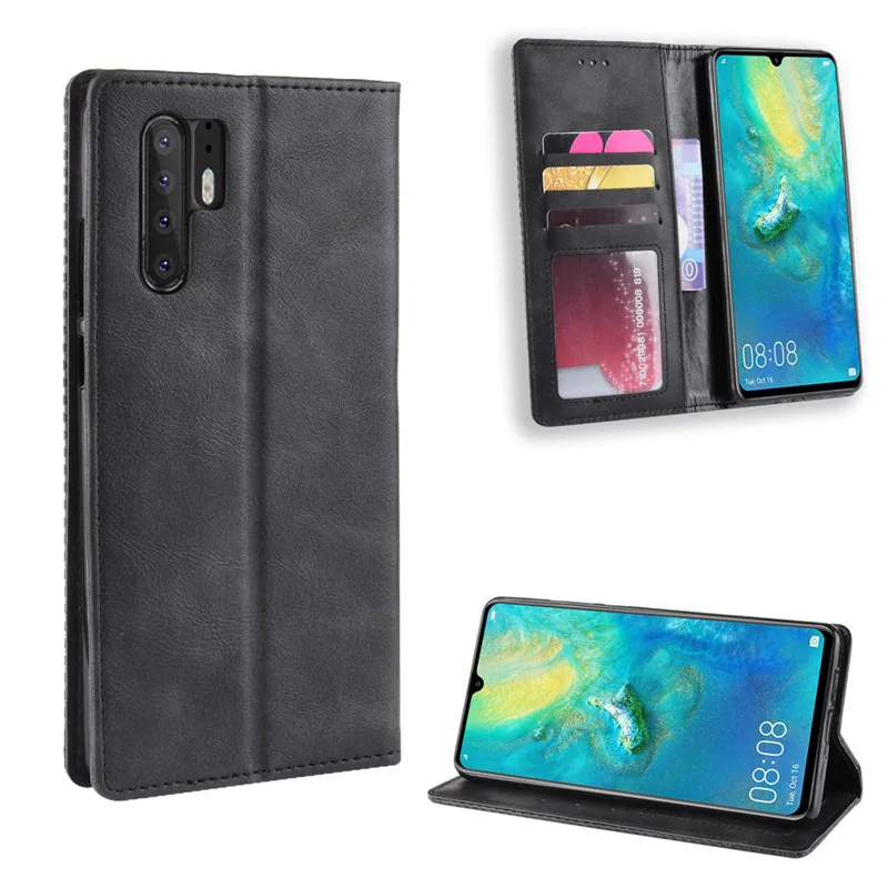 Тонкий кожаный флип-чехол в стиле ретро для Huawei P30 Pro чехол-кошелек с подставкой