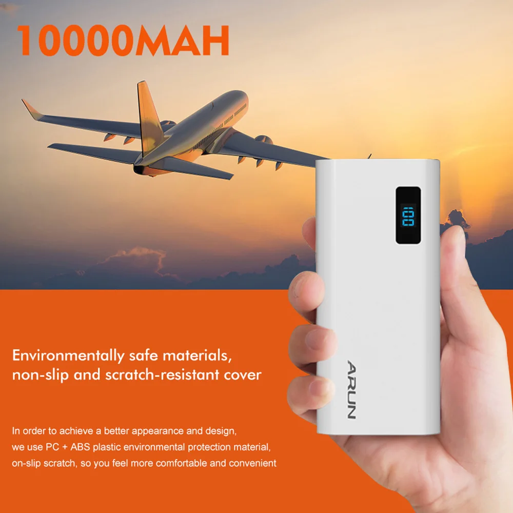 ARUN 10000 mah Power Bank External Batteries Portable Mobile Phone Backup with Double USB Interface Charger | Мобильные телефоны и