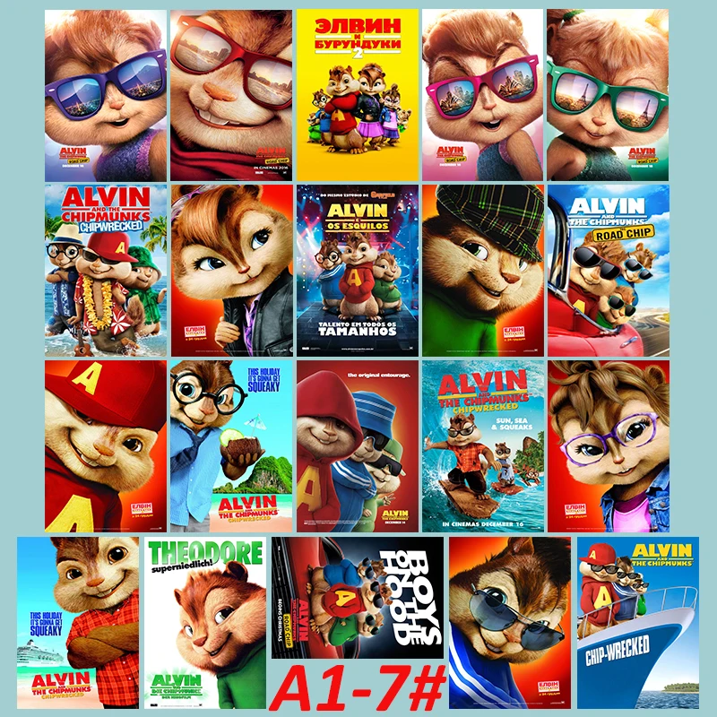 Alvin and the Chipmunks 20/шт ПВХ серия стикер домашний декор холодильник Стайлинг настенный