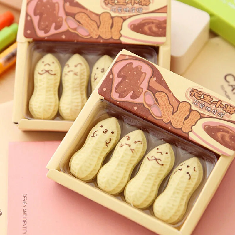 4 шт./компл. или 2 новый милый арахис кавайный резиновый ластик милые Мультяшные