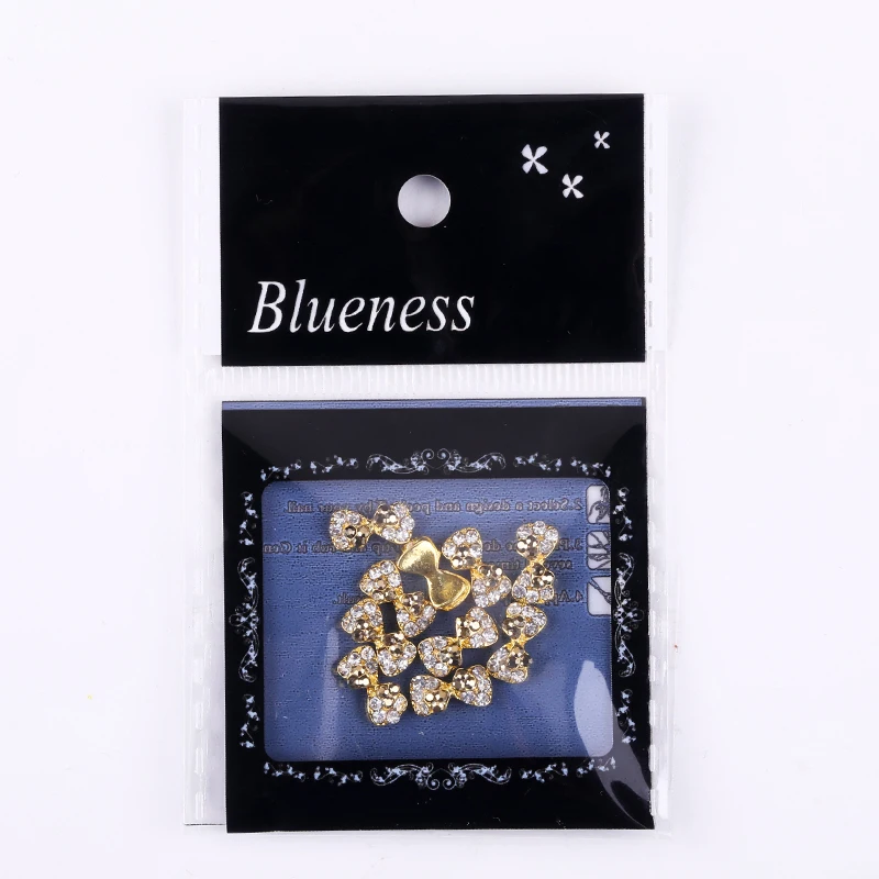 Blueness 10 шт./лот Золотой Бант дизайн ногтей Стразы шпильки клеи для дизайна