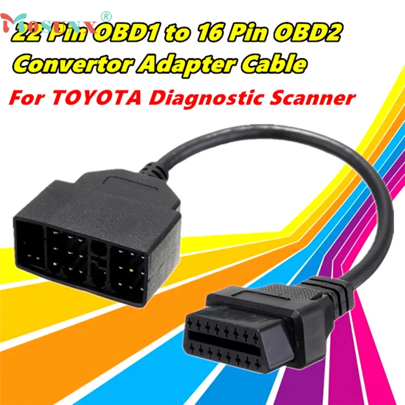 Mosunx Расширенный 22 Pin OBD1 к 16 OBD2 адаптер-кабель для TOYOTA диагностический сканер 2018