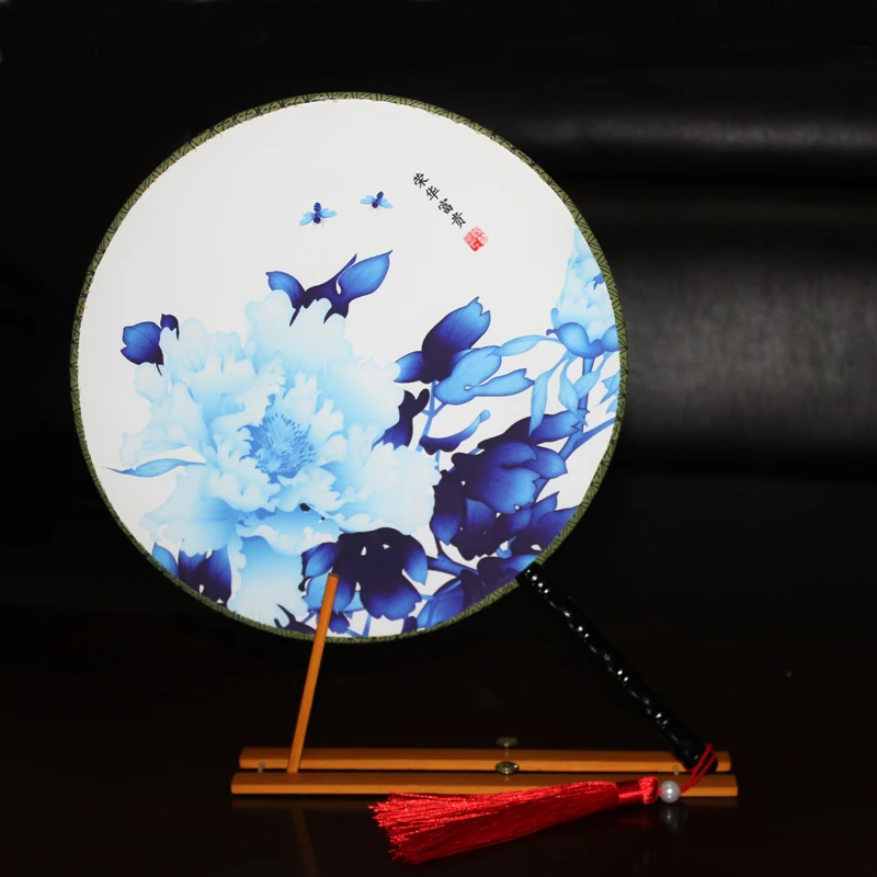 Китайский Шелковый двухсторонний декоративный вентилятор Классический дворец