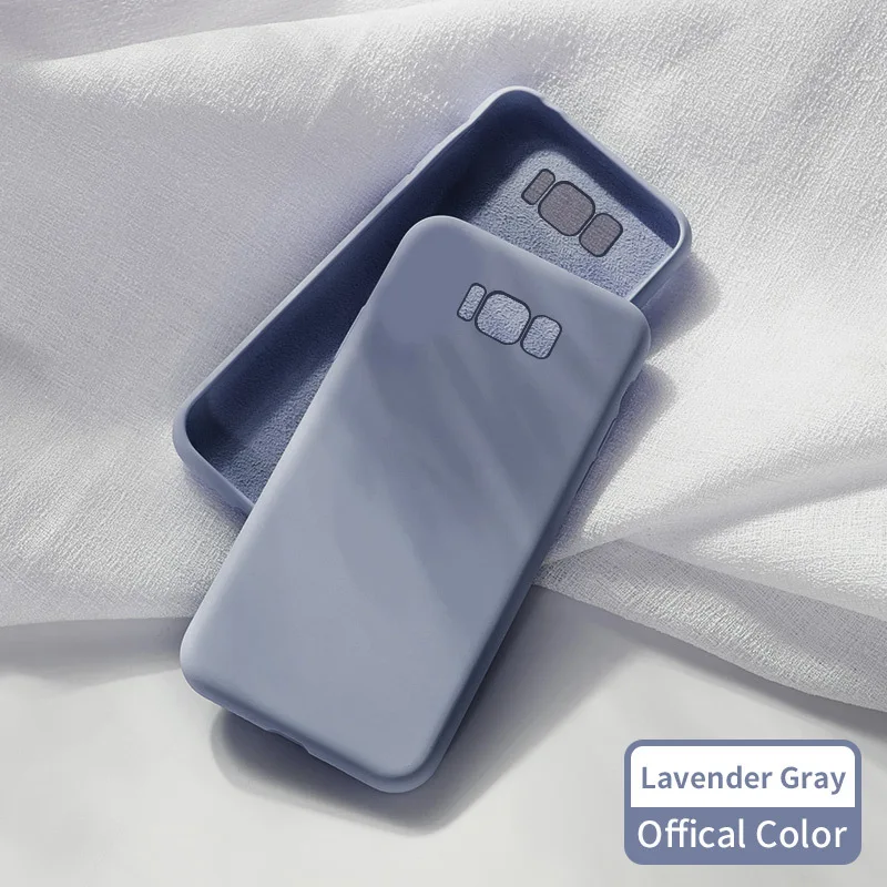 Lavender Gray Жидкий силиконовый чехол для samsung Galaxy Note 8 9 A10 A20 A40 A50 A70, однотонный Прозрачный Бампер для samsung S8 S9 S10 - Цвет: Lavender Gray