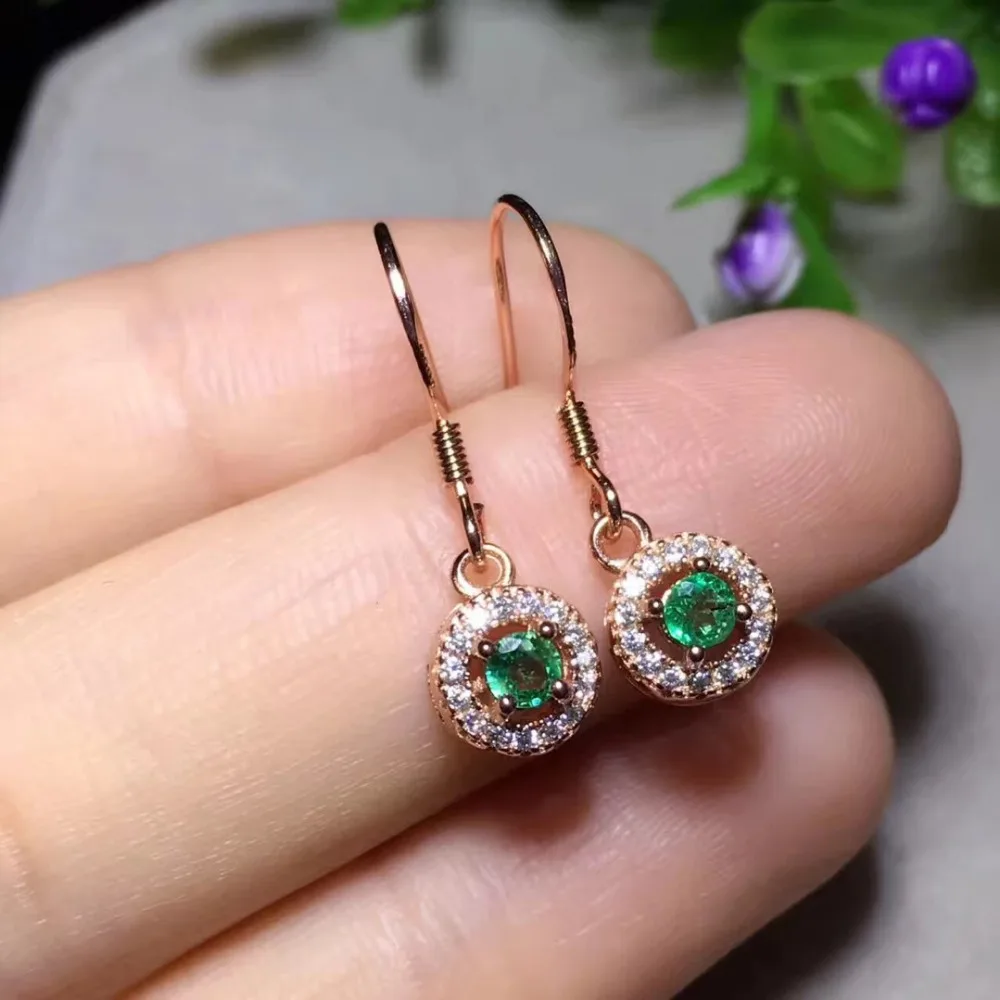 2017 Rushed Qi Xuan_Fashion Jewelry_Colombia Green Stone Round Earrings_Rose Gold Color Earrings_Factory прямые продажи|green