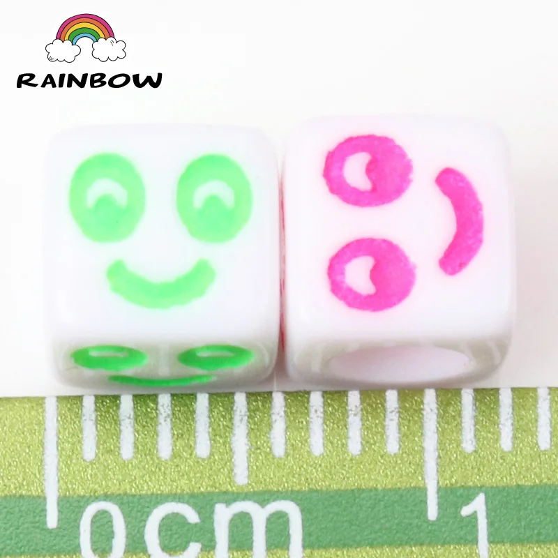 Mixed Acrylic Material Smile Face Cube Beads Spacer Loose For Jewelry Making Decoration DIY 6mm 100pcs | Украшения и аксессуары