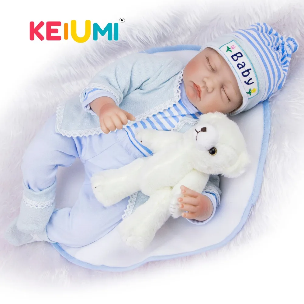 KEIUMI 22 дюйма 55 см как Спящая новорожденная кукла с тканевым телом виниловая