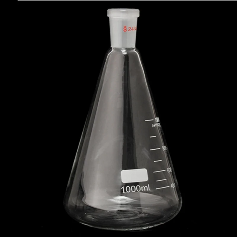 Лучшая цена 24/40 1000 мл/1Л стеклянная колба Erlenmeyer коническая бутылка посуда для химической лаборатория