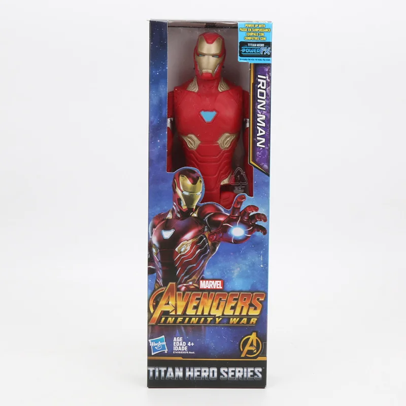 new iron man box Мстители эндгейм фигурка игрушка Супер Герои Капитан Америка Железный человек Человек-паук Халк Тор Росомаха танос ПВХ фигурка игрушка 30 см - Цвет: new iron man box