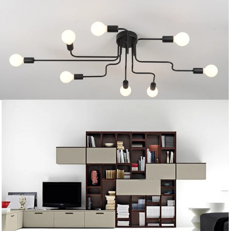 Потолочный светильник в стиле ретро черная лампа индастриал лофт скандинавский