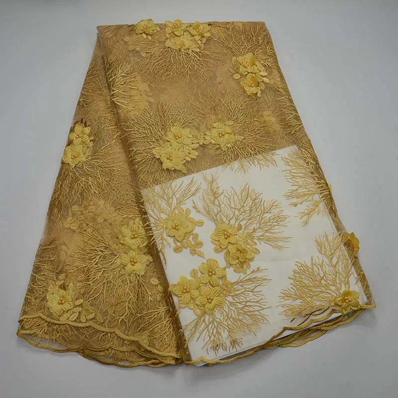 3d Цветы из ткани Вышитые Тюль с бисером в африканском стиле кружевная ткань 2017