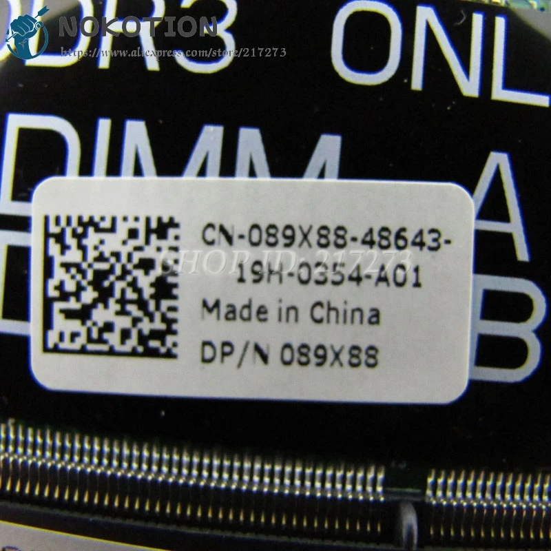 NOKOTION DA0R03MB6E1 CN-089X88 089X88 89X88 материнская плата для ноутбука dell Vostro 3750 основная HM67 DDR3 |