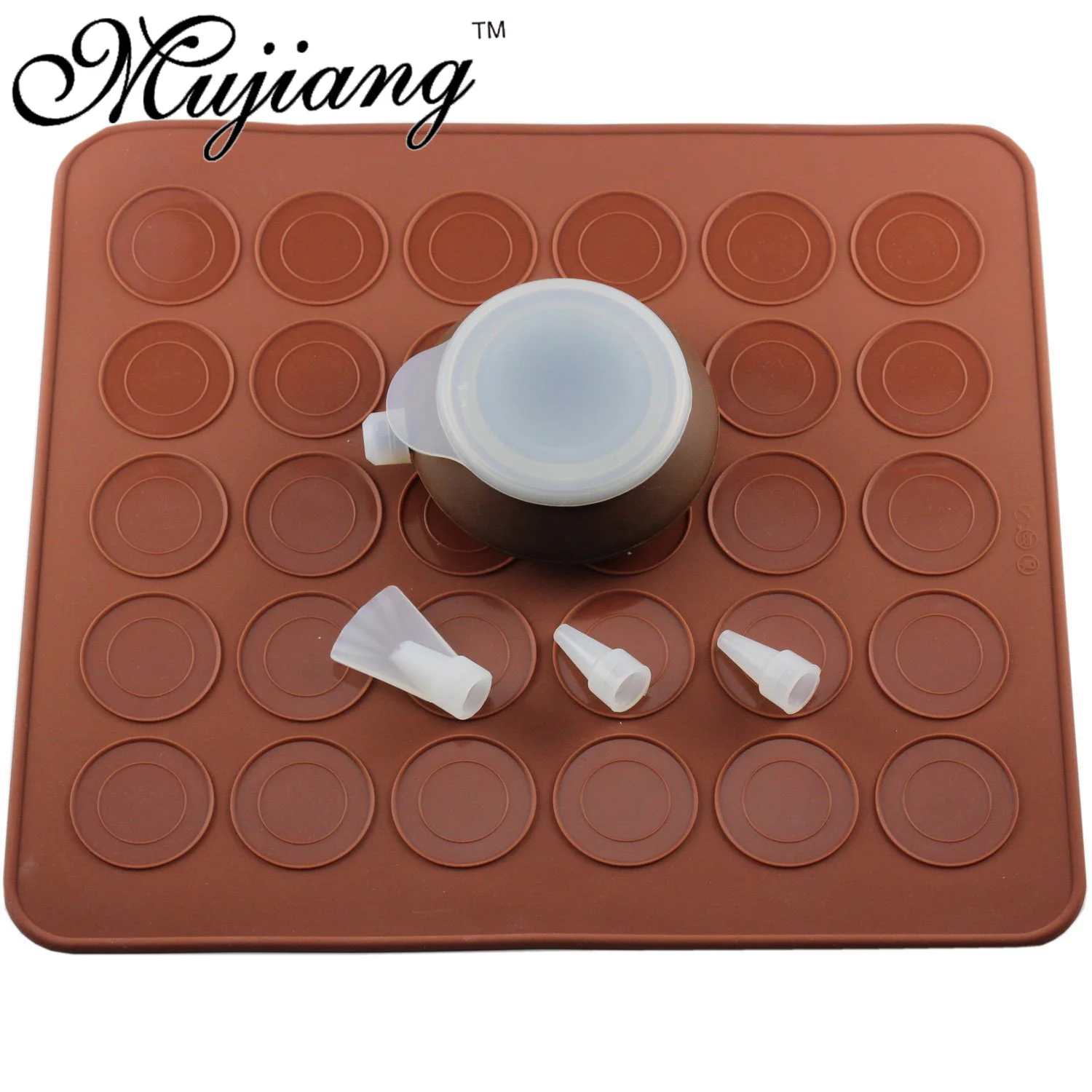 

Mujiang Capacity 30 Hole Silicone Macaron Kit Decorating Piping Pot Pastry Baking Mat Christmas Kitchen Dessert Bakeware Tools